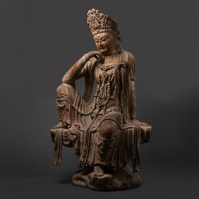 Chinese Song Dynasty painted wooden statue of Guanyin