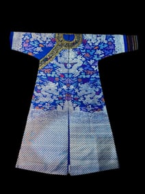 Chinese Qing Dynasty blue silk dragon robe