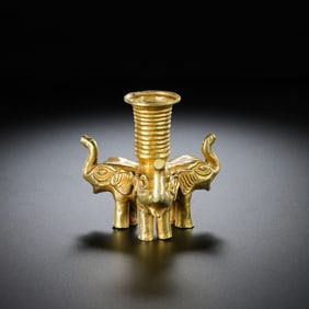 Ancient Persian culture pure gold three elephants statue