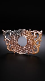 Chinese Han Dynasty Double Dragon Jade Bi