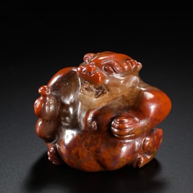 Chinese Warring States Period Red Agate Auspicious Beast