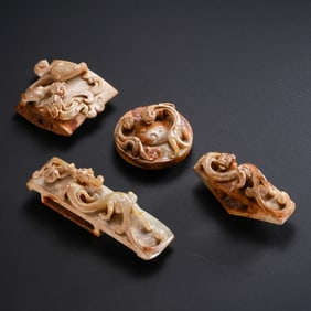 A set of Chinese Han Dynasty Hetian jade sword ornaments