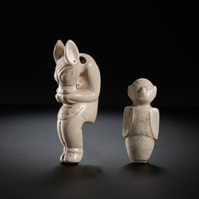 A group of chicken bone and white jade artifacts from the Hongshan culture of the Neolithic period