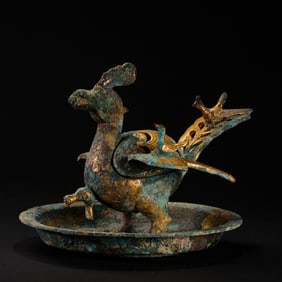 Chinese Han Dynasty Gilded Bronze Phoenix Incense Burner
