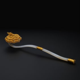 Chinese Qing Dynasty Silver Gilded Filigree Ruyi