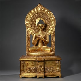 Chinese Ming Dynasty Gilded Bronze Seated Buddha