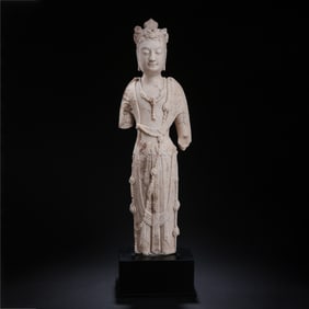 Standing white marble Buddha statue from the Tang Dynasty, China