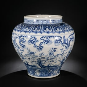 Chinese Ming Dynasty Blue and White Character Story Jar
