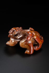 Chinese Warring States Period Red Agate Jade Beast