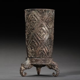 Chinese Han Dynasty Pure Silver Three-animal Footed Cup