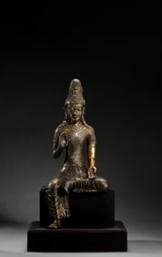 A gilt-bronze statue of a seated Buddha from the Dali Kingdom, China, 10th century