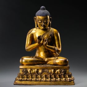 Chinese Ming Dynasty Gilded Bronze Seated Buddha