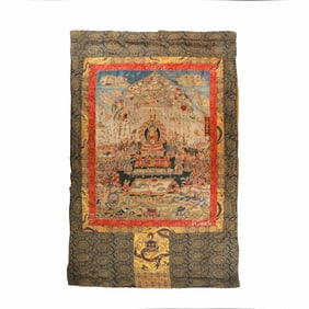 Chinese Ming Xuande period embroidered thangka