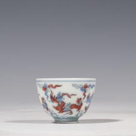 Chinese Ming Dynasty Chenghua period Doucai dragon pattern cup