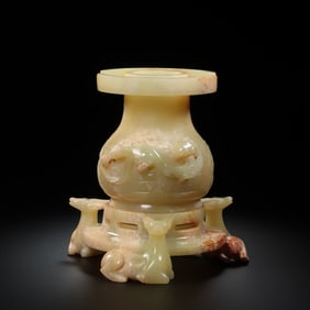 Chinese Han Dynasty Three Deer Jade Vase