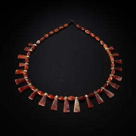Chinese Han Dynasty agate gold-plated necklace