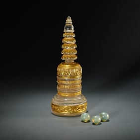 Crystal-gilded stupa from the Liao Dynasty, China