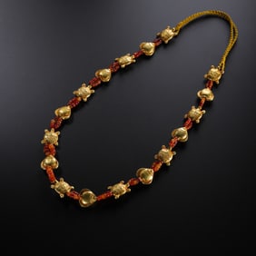 Chinese Han Dynasty Pure Gold Agate Necklace