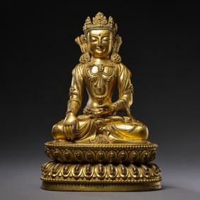 Chinese Ming Dynasty Gilded Bronze Seated Buddha