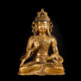 Chinese Ming Dynasty Gilded Bronze Seated Buddha