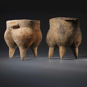 A pair of Hongshan culture pottery jars from the Hongshan period of China