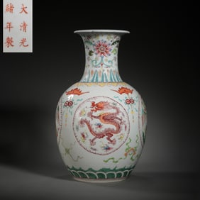 Chinese Qing Dynasty Guangxu period Famille rose dragon pattern appreciation bottle