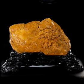 A Chinese Qing Dynasty Tianhuang stone carved with figures and stories