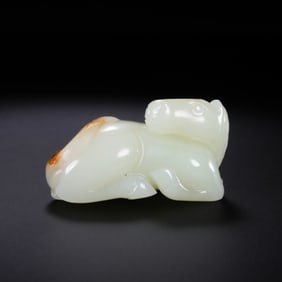 Chinese Qing Dynasty Hetian White Jade Horse