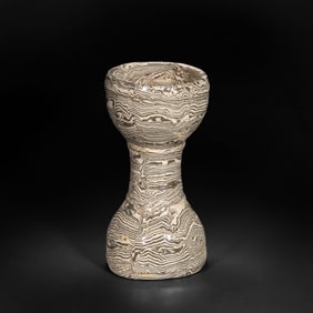 Chinese Tang Dynasty Black and White Coiled Glaze Drum