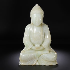 Chinese Hetian Jade Buddha from the Qing Dynasty