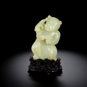 Chinese Qing Dynasty Hetian Yellow Jade Boy