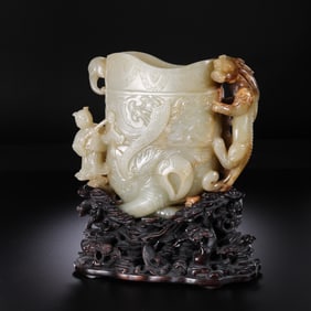 Chinese Qing Dynasty Hetian Jade Cup