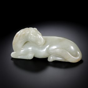 Chinese Qing Dynasty Hetian Jade Horse