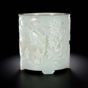 Chinese Qing Dynasty Hetian Jade Brush Holder