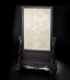 Chinese Qing Dynasty Hetian Jade Screen