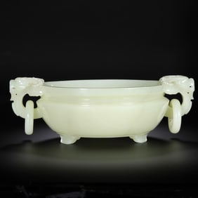 Chinese Qing Dynasty Hetian Jade Washbasin