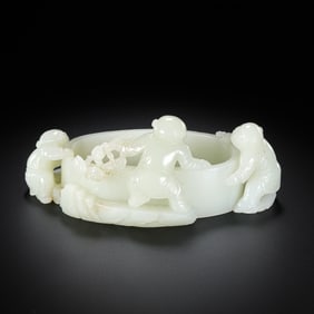 Chinese Qing Dynasty Hetian Jade Brush Washer