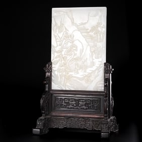 Chinese Qing Dynasty Hetian Jade Screen