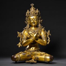 Chinese Ming Dynasty Gilded Bronze Seated Buddha