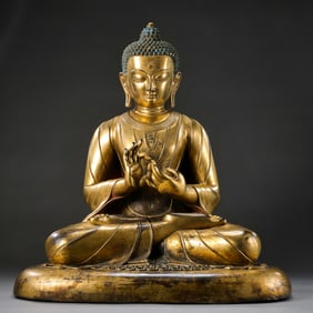 Chinese Ming Dynasty Gilded Bronze Seated Buddha