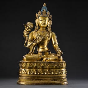 Chinese Ming Dynasty Gilded Bronze Seated Buddha