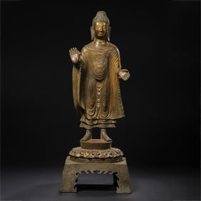China Northern Wei Dynasty Gilt Bronze Standing Buddha
