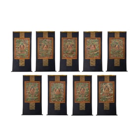 A group of Chinese Qing Dynasty Buddhist thangka paintings