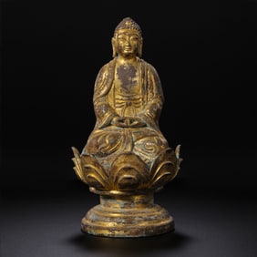 Chinese Liao Dynasty Gilt Bronze Seated Buddha