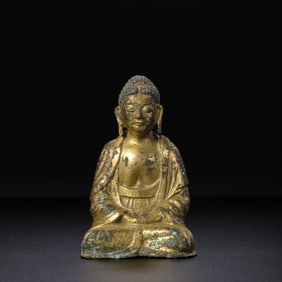 Chinese Liao Dynasty Gilt Bronze Seated Buddha