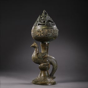 Chinese Han Dynasty Gilded Bronze Bird-shaped Incense Burner