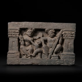 A 2nd century Gandhara bluestone Buddhist tablet