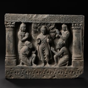 A 2nd century Gandhara bluestone Buddhist tablet