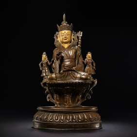 Partial Gilded Bronze Buddha Seated Figure, Qing Dynasty, China