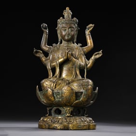 Chinese Liao Dynasty Gilt Bronze Seated Buddha